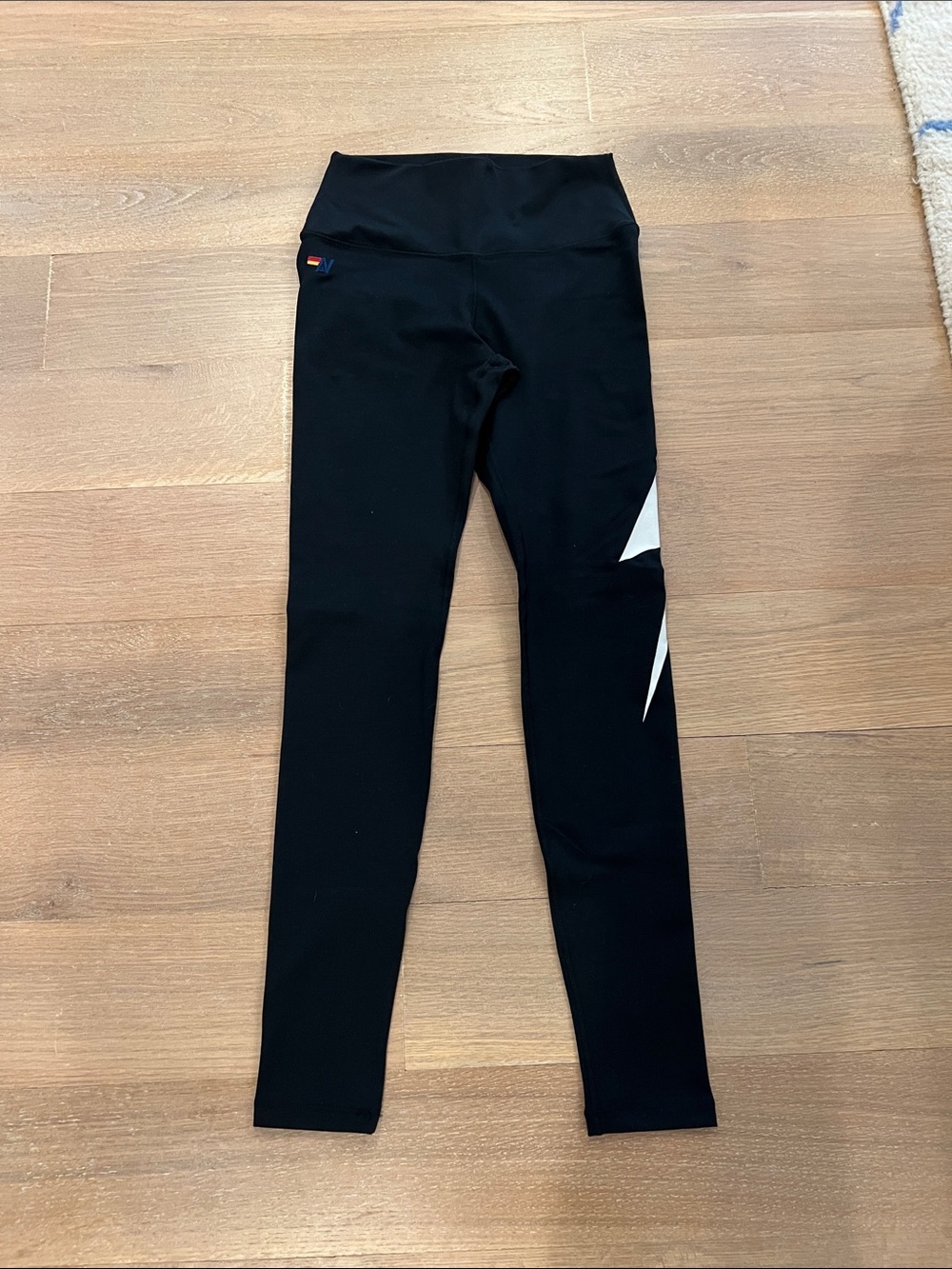Aviator Nation Black Leggings with White Lightning Accent